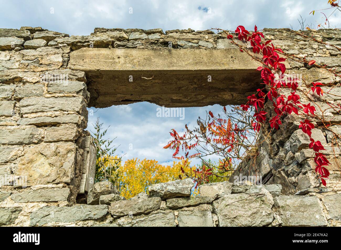 Rovine di Old Mill Campbellford Ontario Canada in autunno Foto Stock