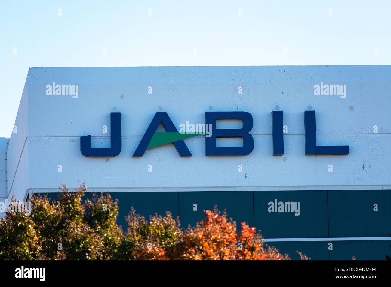 Logo del segno Jabil. Jabil Inc. È un'azienda americana che fornisce la catena di fornitura e servizi logistici e servizi di progettazione ingegneristica - San Jose, California Foto Stock