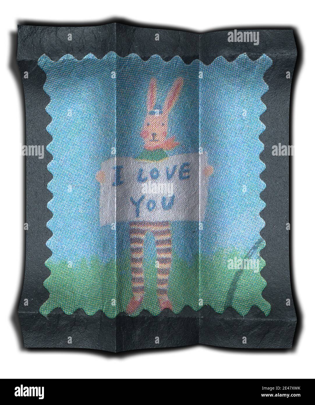 Colore perla con timbro postale incrociato su sfondo nero con elevata lucentezza 14.2.Valentin Foto Stock