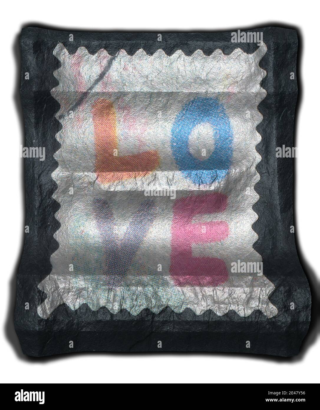 Colore perla con timbro postale incrociato su sfondo nero con elevata lucentezza 14.2.Valentin Foto Stock