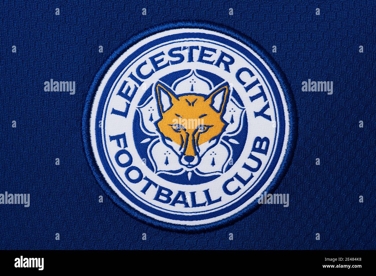 Primo piano del badge Leicester City FC Foto Stock