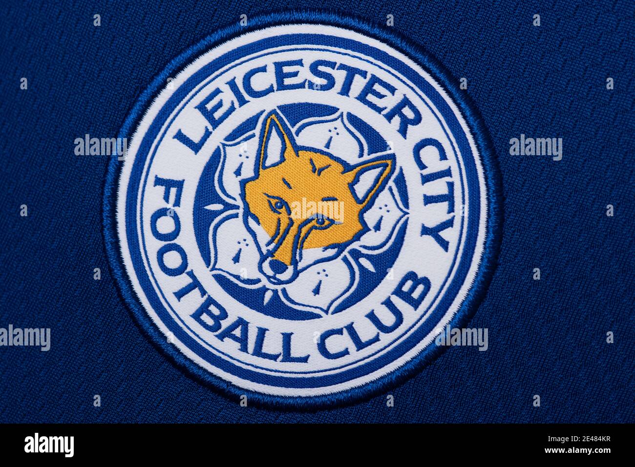 Primo piano del badge Leicester City FC Foto Stock