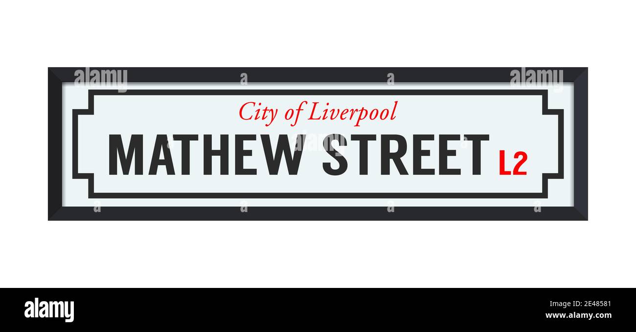 Illustrazione vettoriale della Mathew Street City di Liverpool Road segno Illustrazione Vettoriale