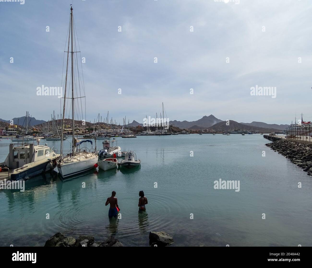 Paesaggio di Capo Verde, isola di Sao Vicente, marina. Foto Stock