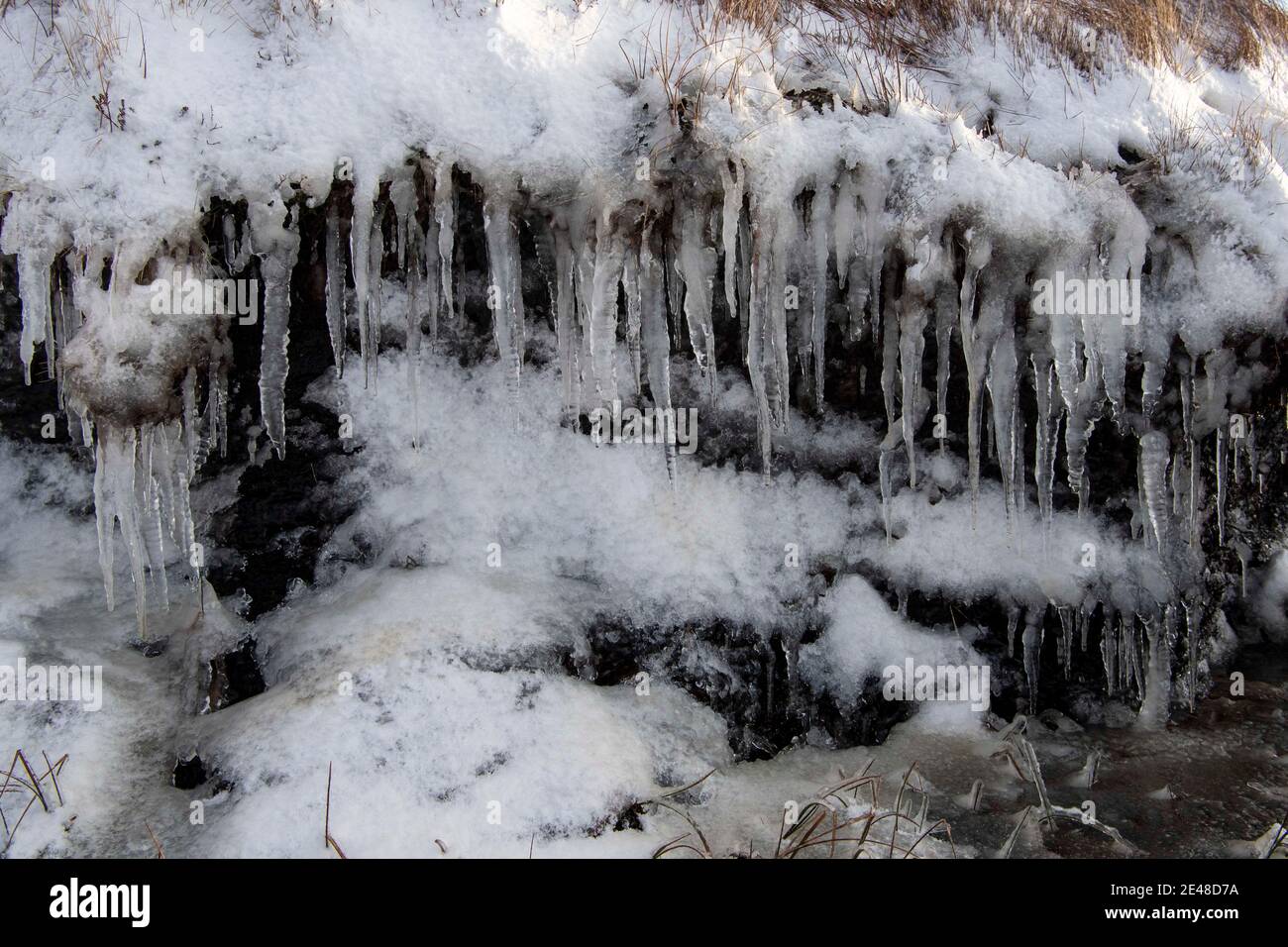 Newbiggin, County Durham, Regno Unito - Martedì 28 gennaio 2020 - le condizioni artiche-come colpiscono le parti della contea di Durham questa mattina come le temperature crollarono du Foto Stock