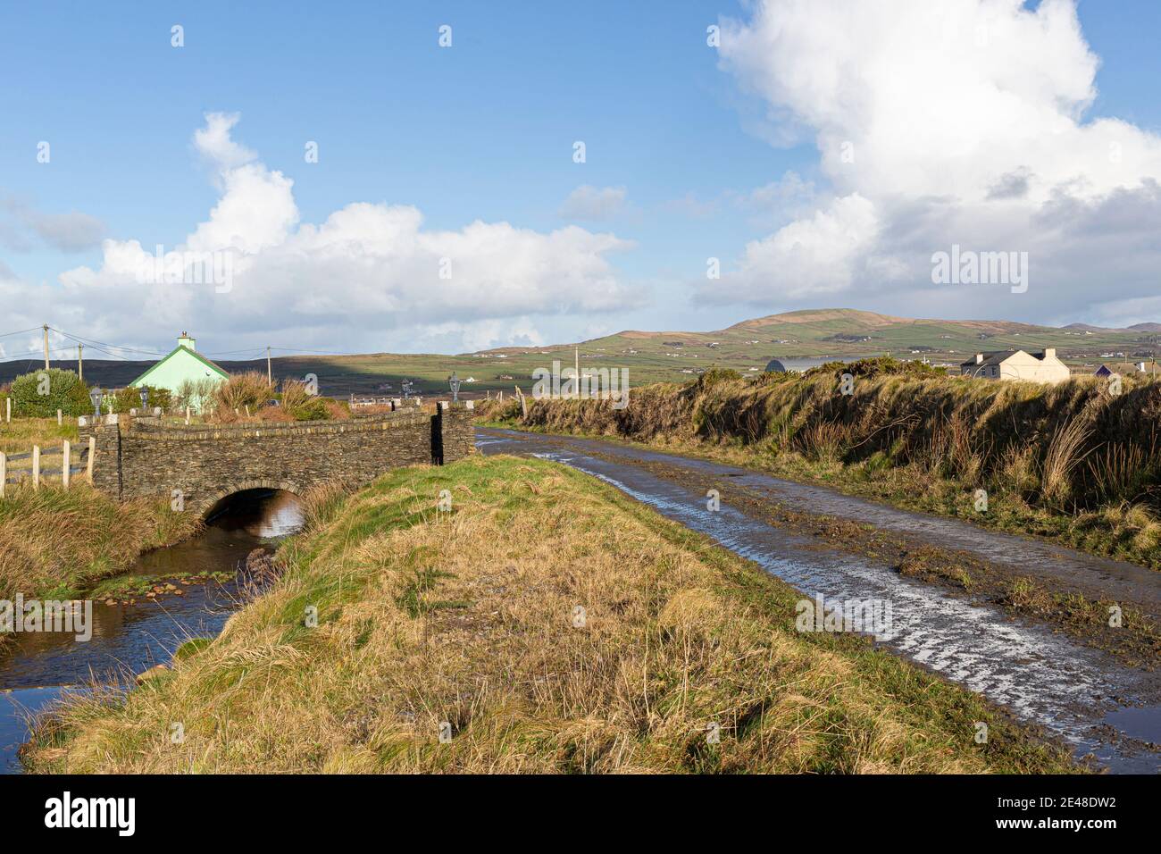 Corsia di campagna irlandese, vicino a Portmagee, County Kerry Foto Stock