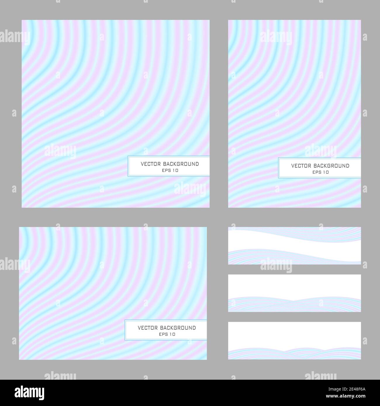 Layout dei materiali promozionali. Identità aziendale. Copertine A4, dima quadrata, 3 striscioni. Curve blu, rosa ondulate. Sfondo vettoriale. Schema di disegno a linee Illustrazione Vettoriale