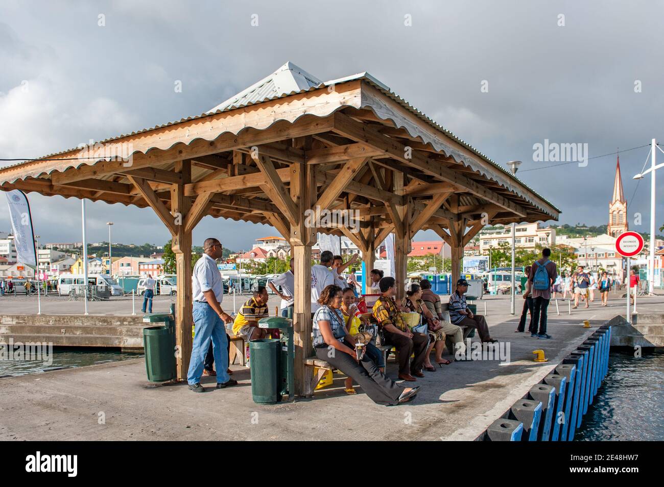 Bay Ferry capolinea a Fort de France in Martinica. La Martinica è un'isola francese situata nelle piccole Antille, nel Mar dei Caraibi orientale. Foto Stock