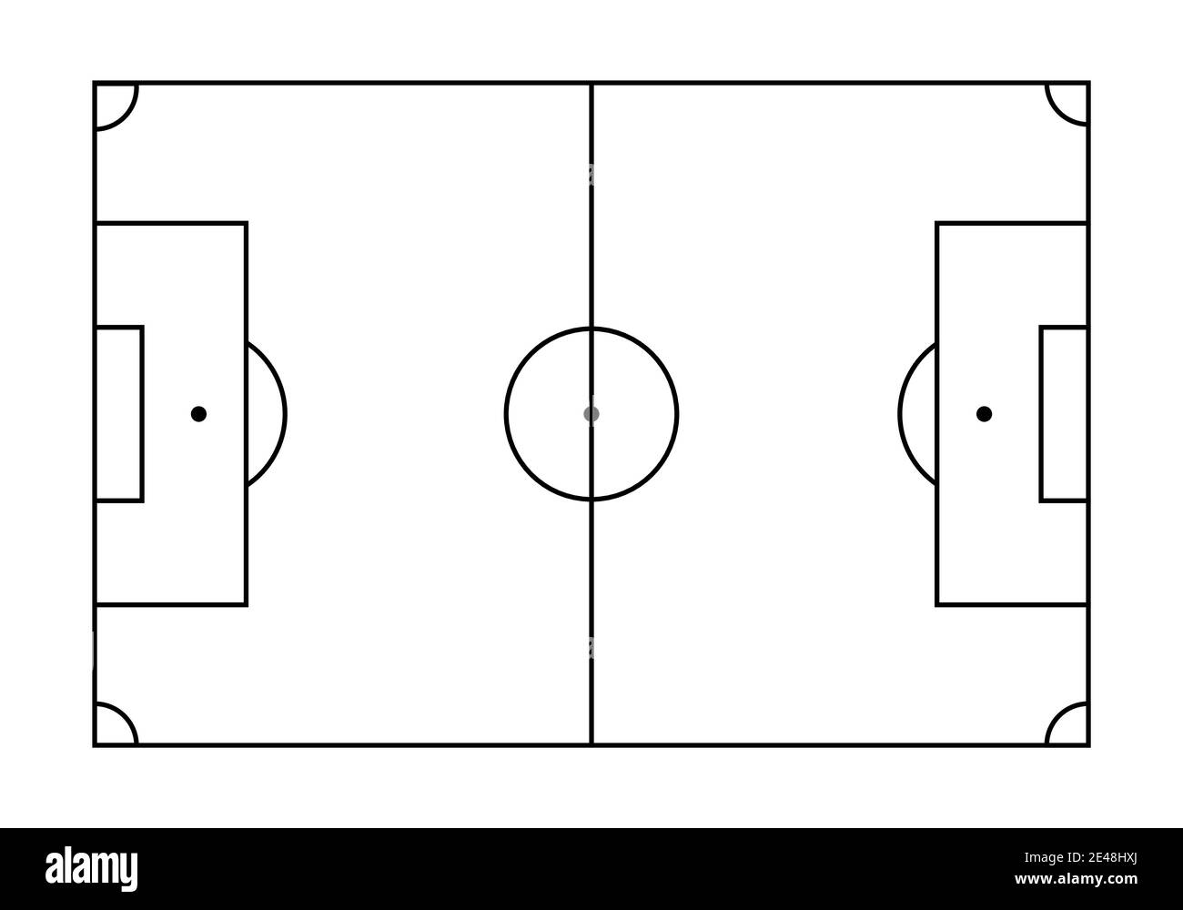Campo di calcio o campo di calcio bianco con linee nere Illustrazione Vettoriale
