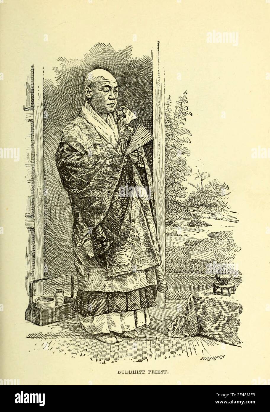 Sacerdote buddista dal libro ' Rambles in Japan : The Land of the Rising Sun ' di Tristorm, H. B. (Henry Baker), 1822-1906. Data di pubblicazione 1895. Editore New York : Revell Foto Stock