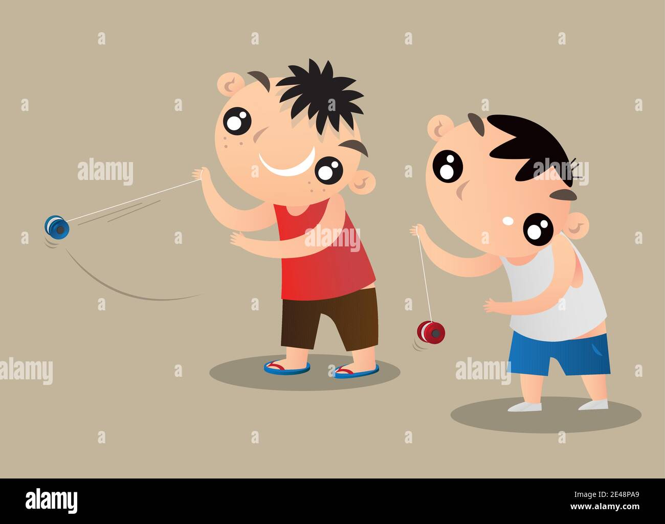 Illustrazione cartoon di due bambini di Hong Kong che giocano con