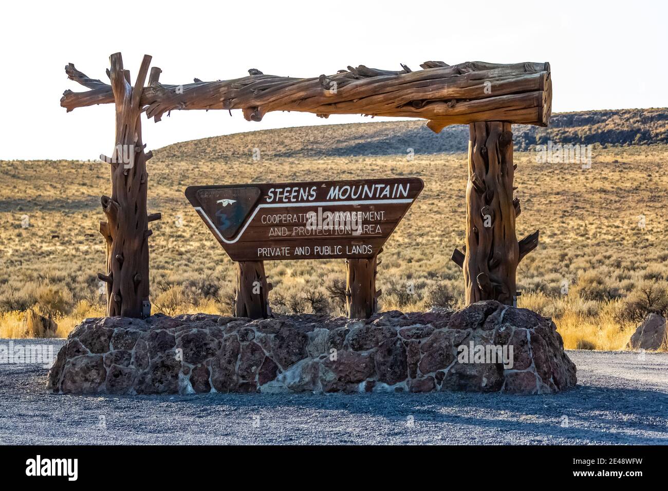 Ingresso alla Steens Mountain cooperative Management and Protection Area di Steens Mountain, Oregon, USA Foto Stock
