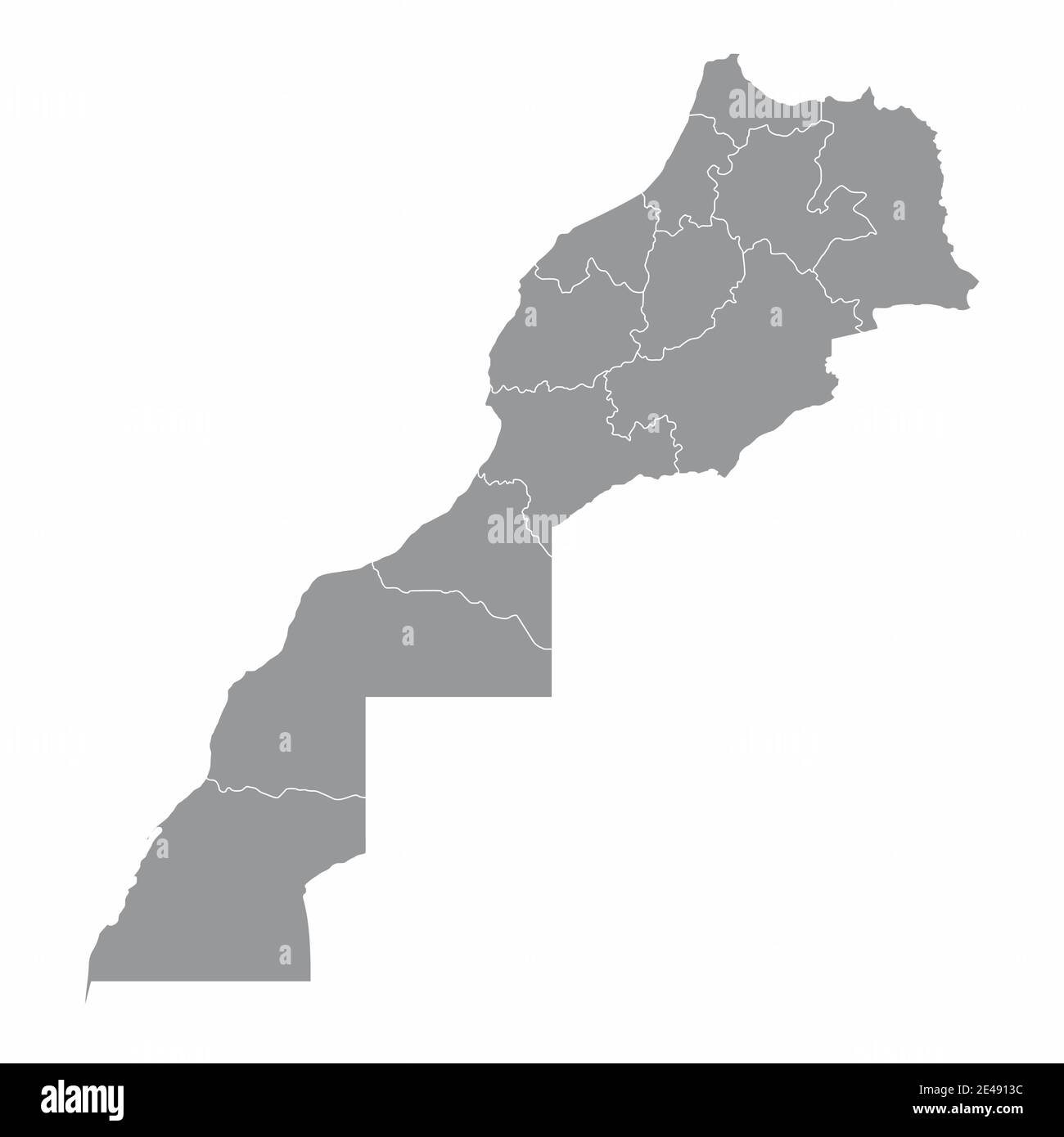 Mappa delle regioni del Marocco Illustrazione Vettoriale