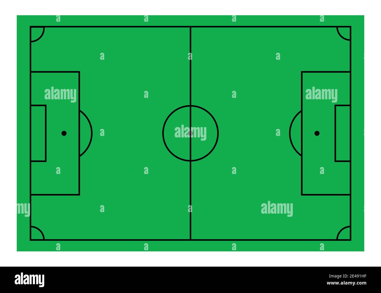 Campo di calcio o campo di calcio con linee nere Illustrazione Vettoriale