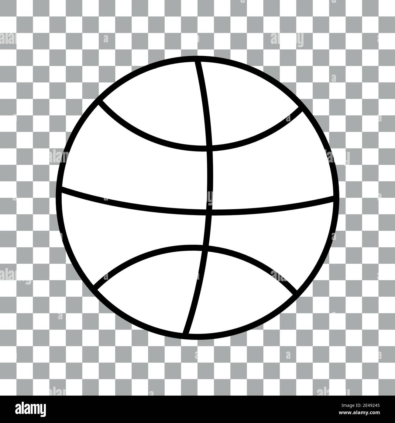 Icona palla di basket isolato linee in bianco e nero Illustrazione Vettoriale