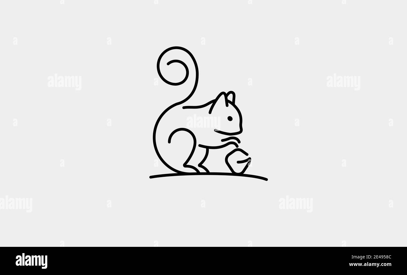Scoiattolo monolina Logo vettore disegno Illustrazione Foto Stock