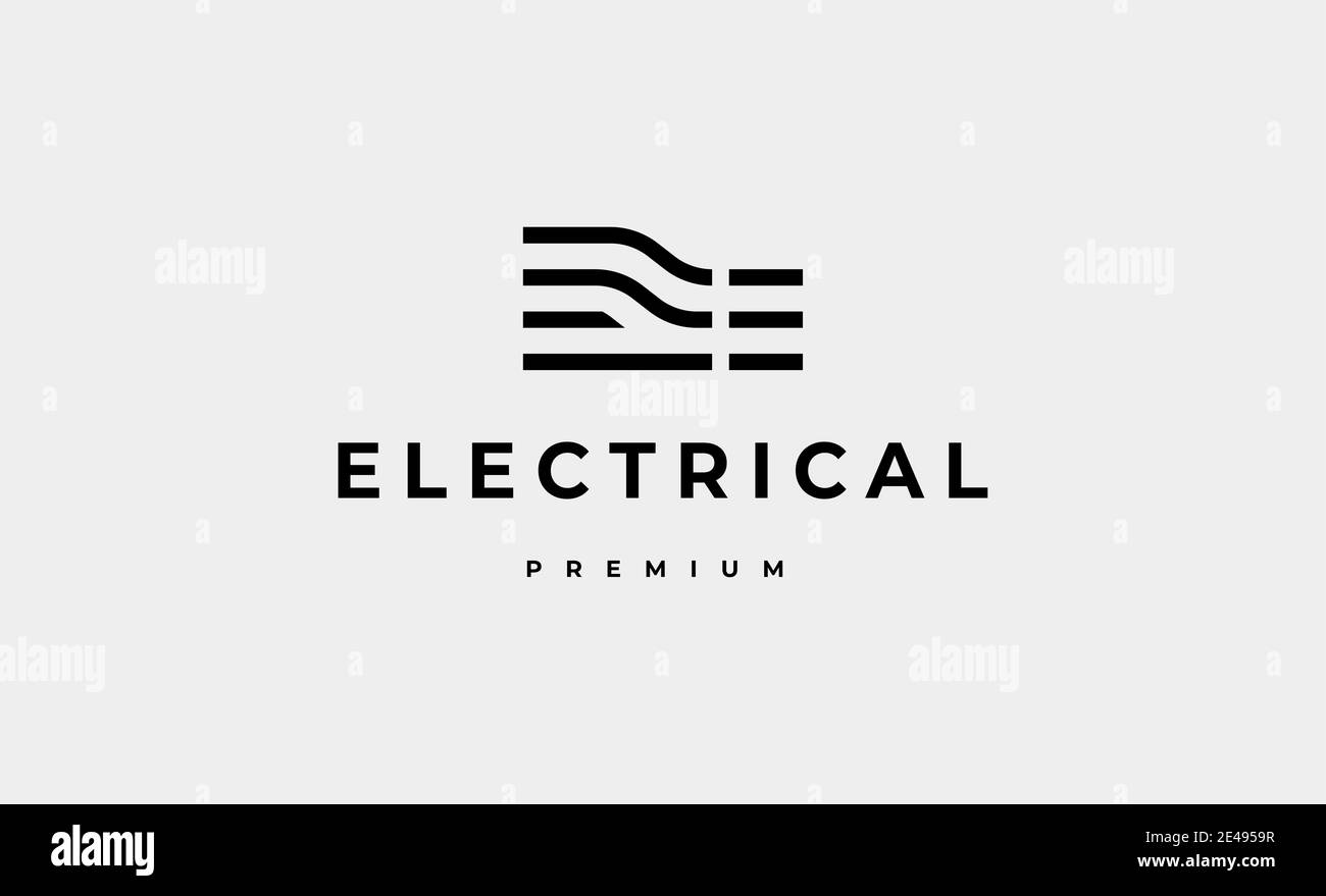 Lettera e disegno vettoriale del logo del circuito elettrico Foto Stock