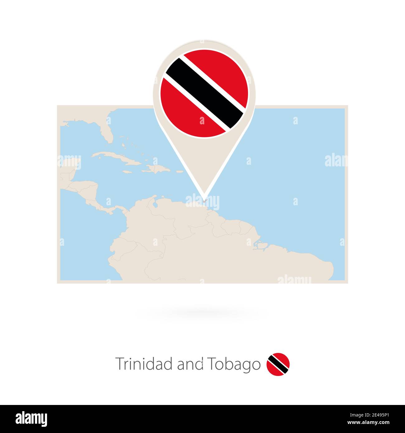 Mappa rettangolare di Trinidad e Tobago con icona a forma di spillo di Trinidad e Tobago Illustrazione Vettoriale