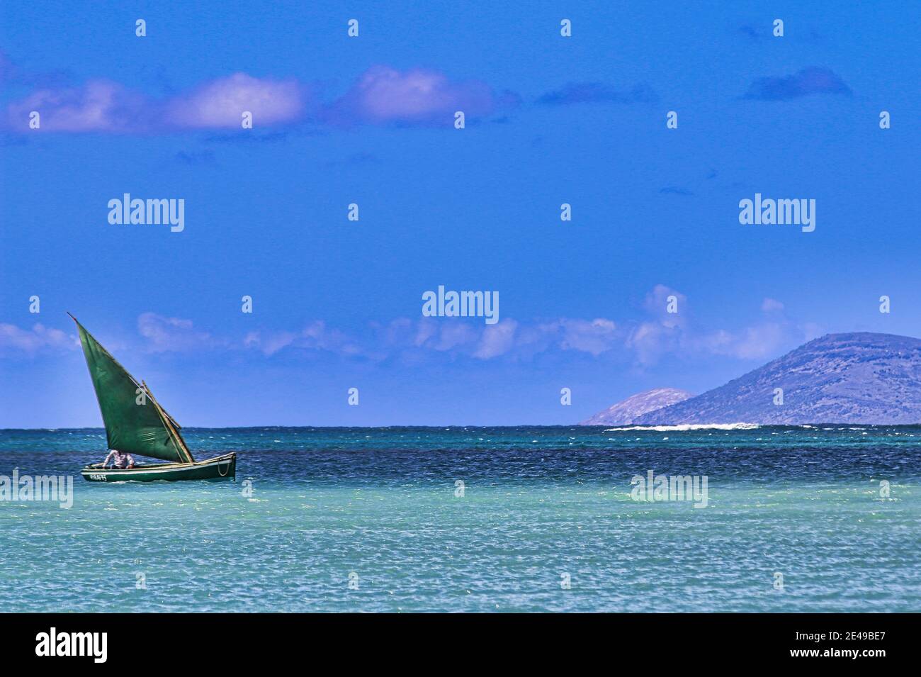 Barca a vela verde, Mauritius Foto Stock