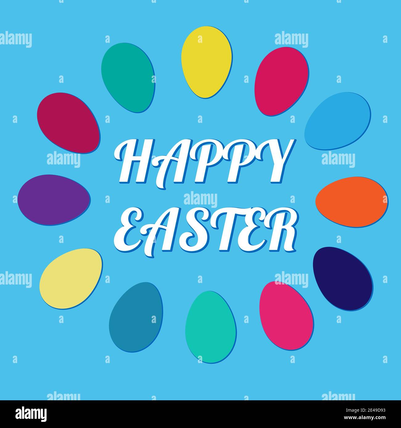 Felice pasqua quadrato banner vettore illustrazione con uova colorate Illustrazione Vettoriale