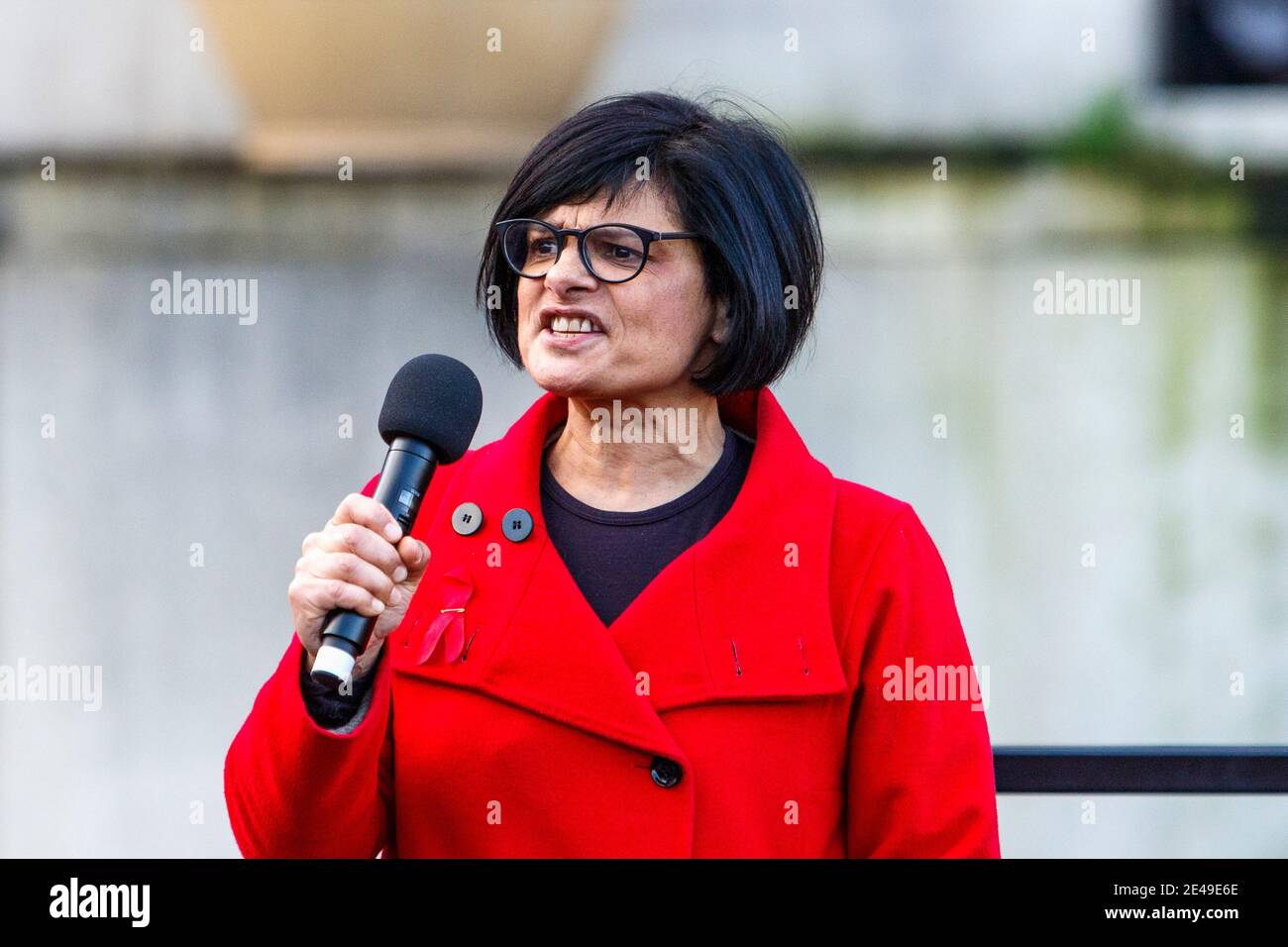 Bristol, Regno Unito, 9 dicembre 2019. Thangam Debbonaire Labour MP per Bristol West è raffigurato parlando ai tifosi in un raduno a College Green, Bristol. Foto Stock