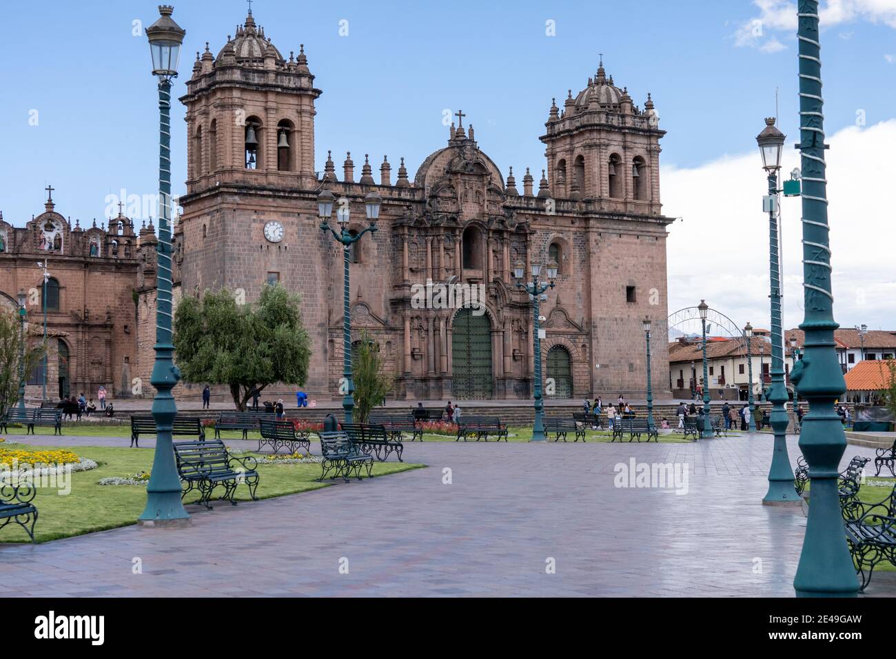 Cattedrale di Cusco nelle Ande peruviane (Basilica Cattedrale dell'Assunzione della Vergine) È la chiesa principale dell'arcidiocesi cattolica romana Foto Stock