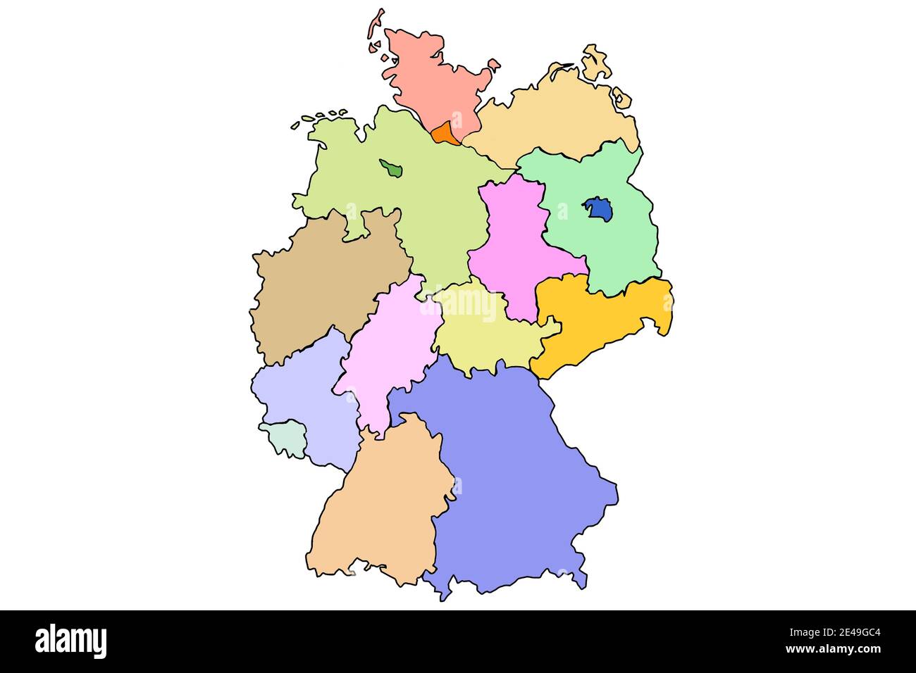 Mappa della Germania e Stati federali vettore mappa colorato Foto Stock