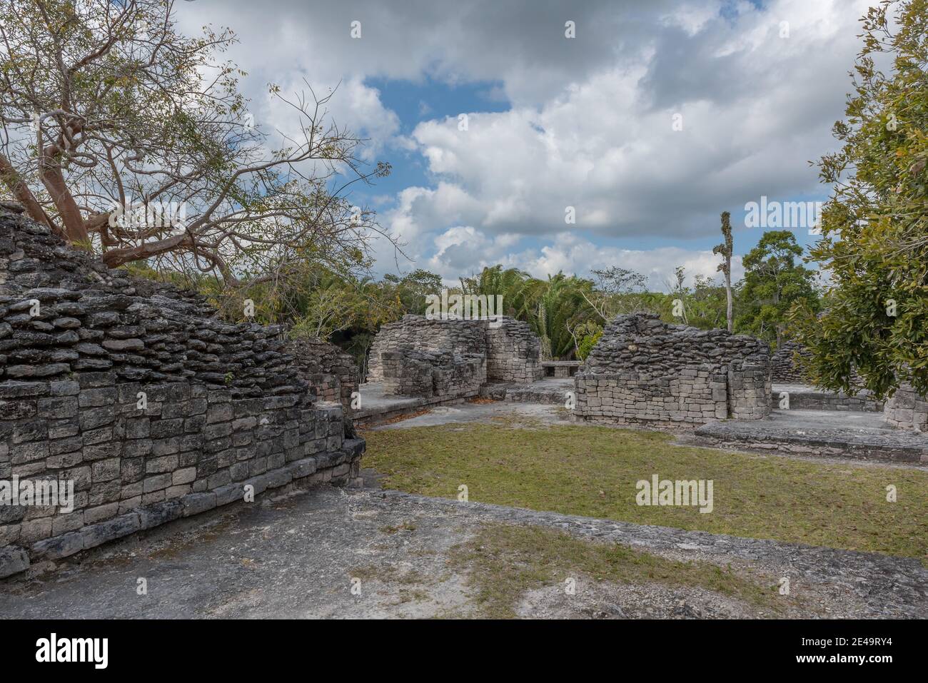 Le rovine della città maya di Kohunlich, Quintana Roo, Messico Foto Stock