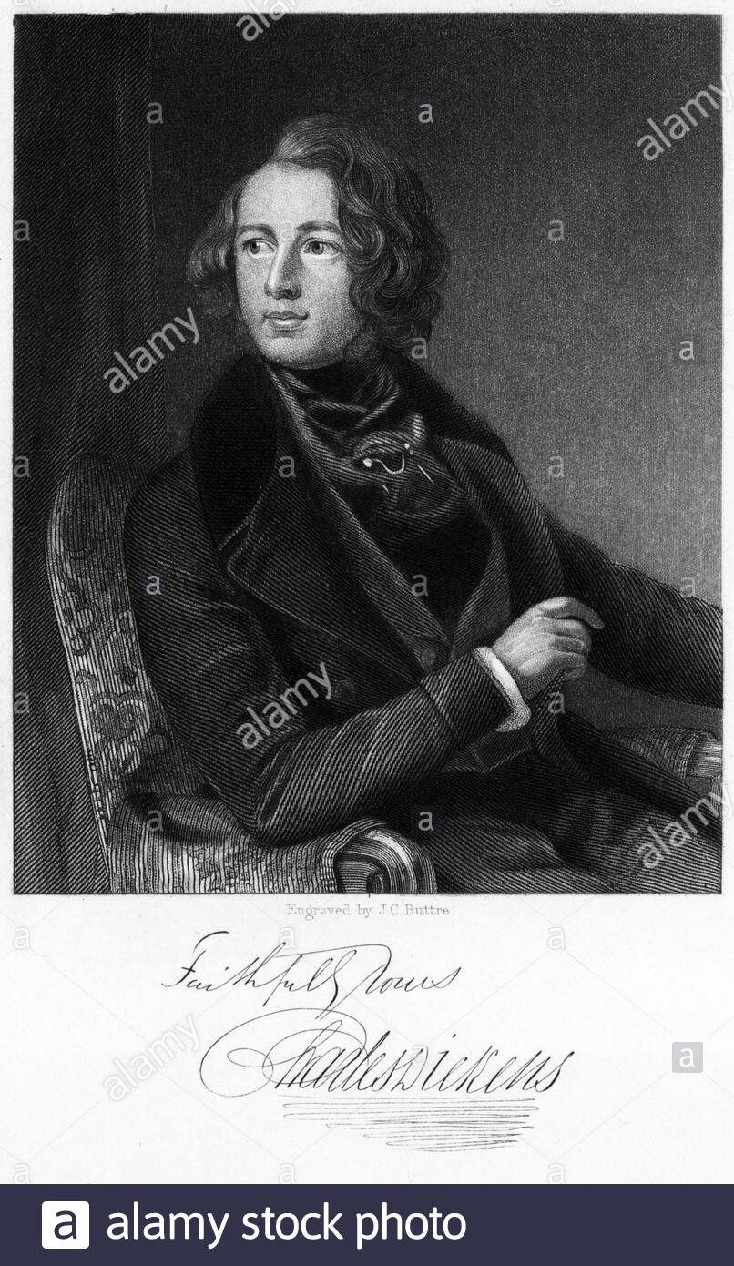 Charles Dickens Portrait, 1812 – 1870, è stato un autore inglese, illustratore d'epoca del 1800 Foto Stock