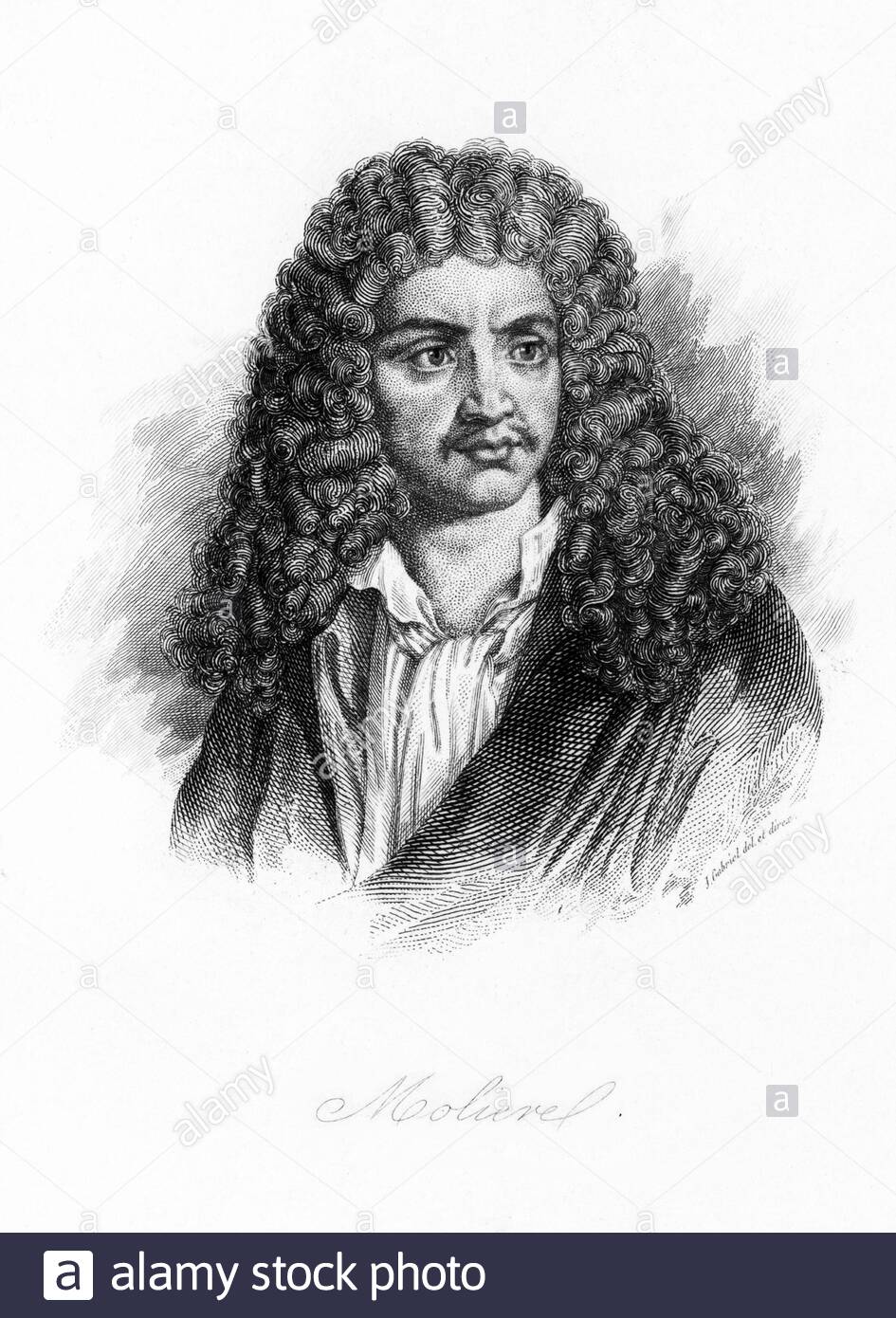 Jean-Baptiste Poquelin, 1622 – 1673, conosciuto con il suo nome di scena Molière, è stato un drammaturgo francese, attore e poeta, illustrazione d'epoca del 1881 Foto Stock