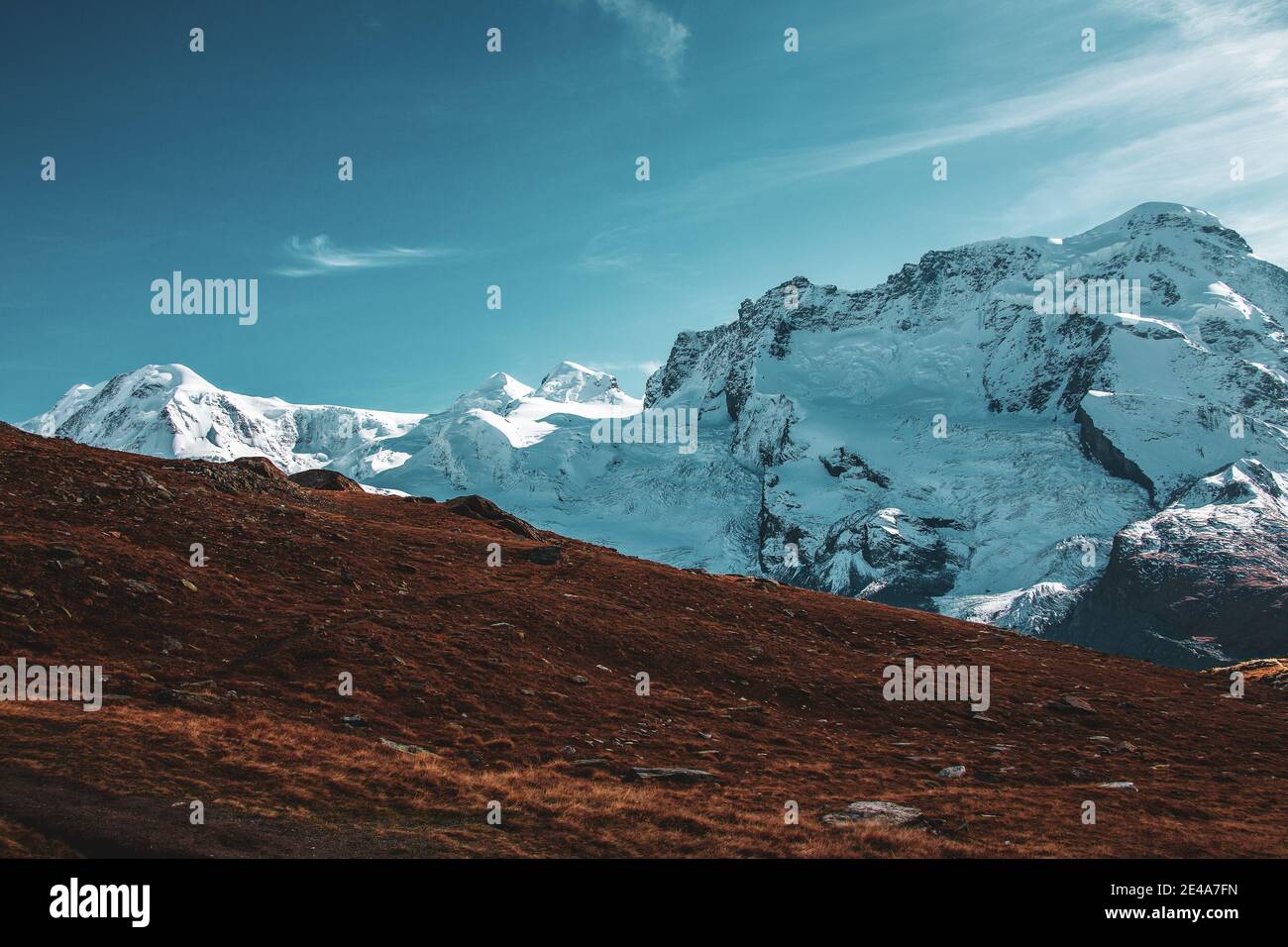 Vista panoramica sulle Alpi Vallesi, Svizzera. Foto Stock