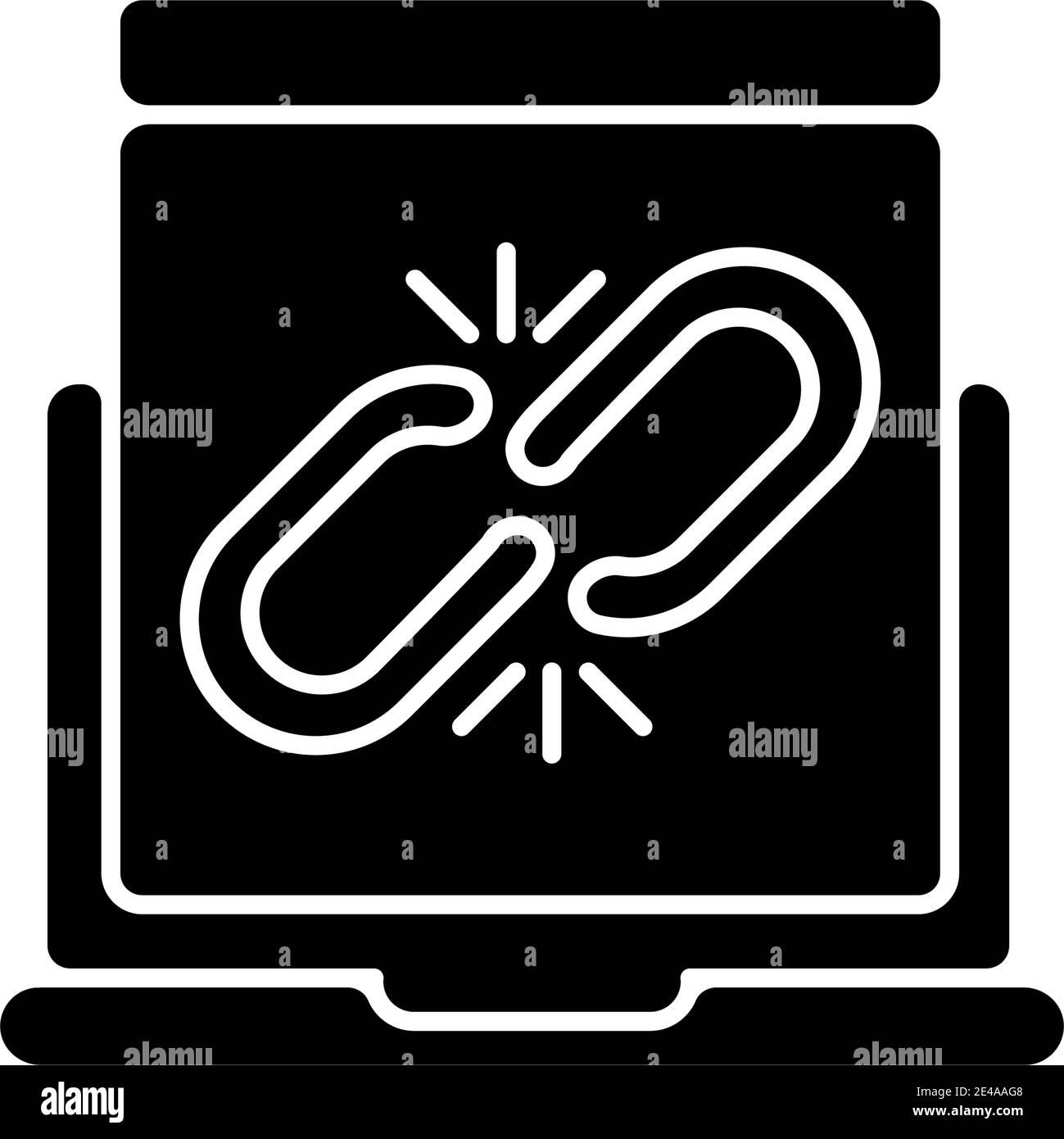 Icona glifo nero di collegamento interrotto Illustrazione Vettoriale