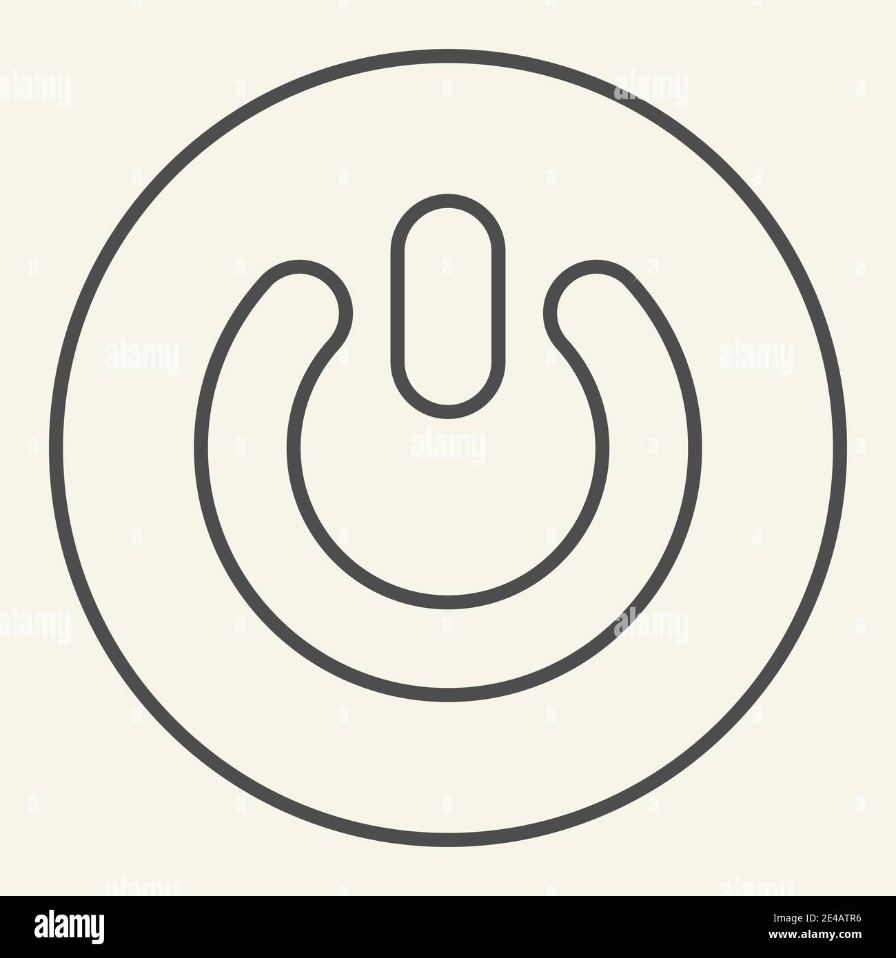 Icona sottile del pulsante di accensione. Immagine vettoriale di commutazione isolata in bianco. Design stile contorno pulsante on Off, progettato per il Web e le applicazioni. EPS 10. Illustrazione Vettoriale