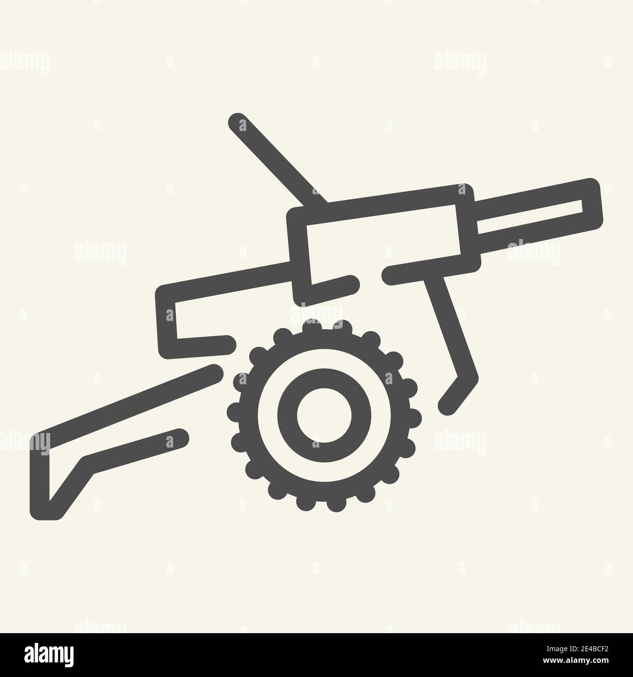 Icona linea cannone. Illustrazione vettoriale War isolata su bianco. Design con stile Weapon Outline, progettato per il web e le app. EPS 10. Illustrazione Vettoriale