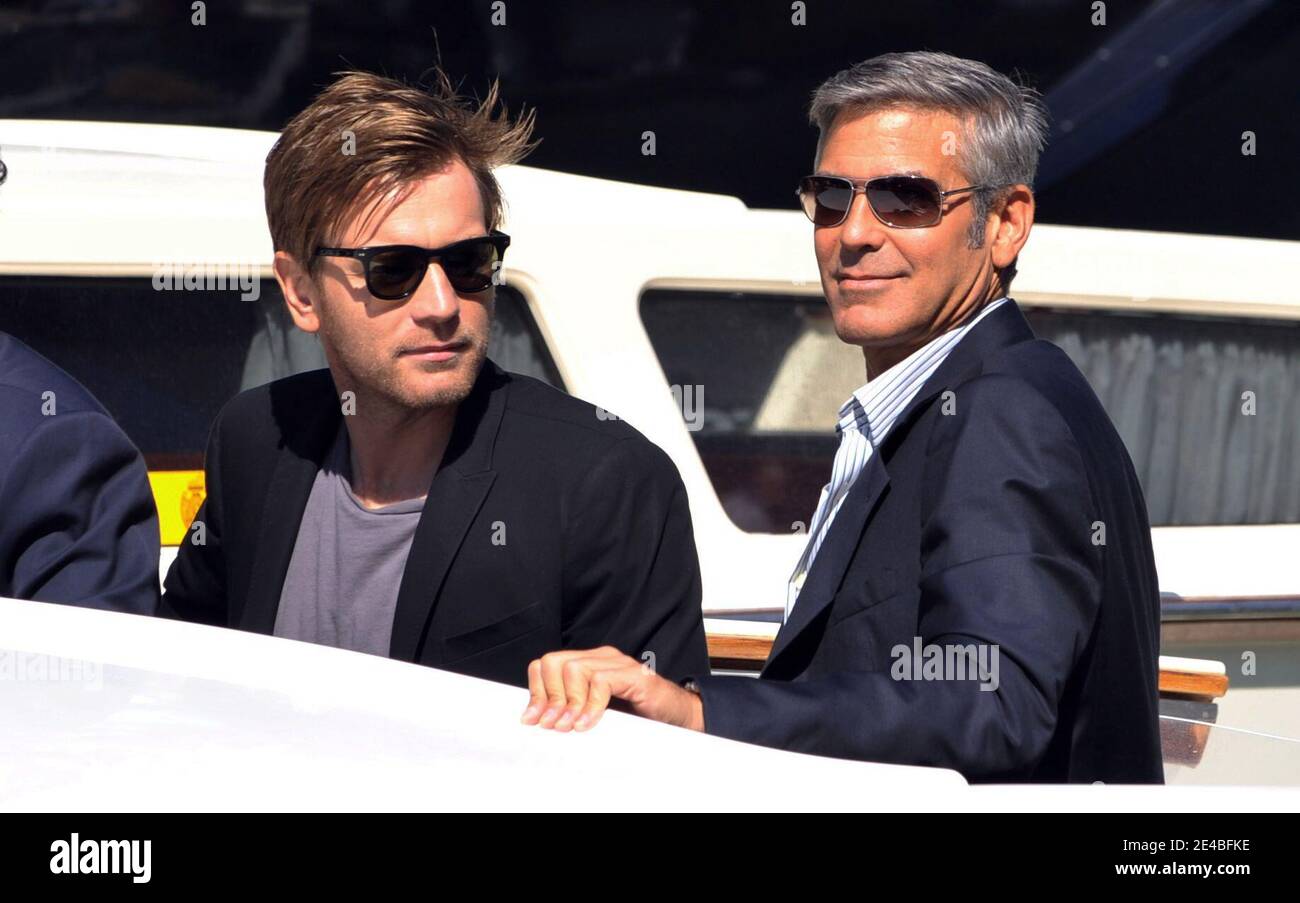 Ewan McGregor e George Clooney arrivano a Palazzo del Casino per il 66° Festival del Cinema di Venezia, l'8 settembre 2009. Foto di ABACAPRESS.COM Foto Stock