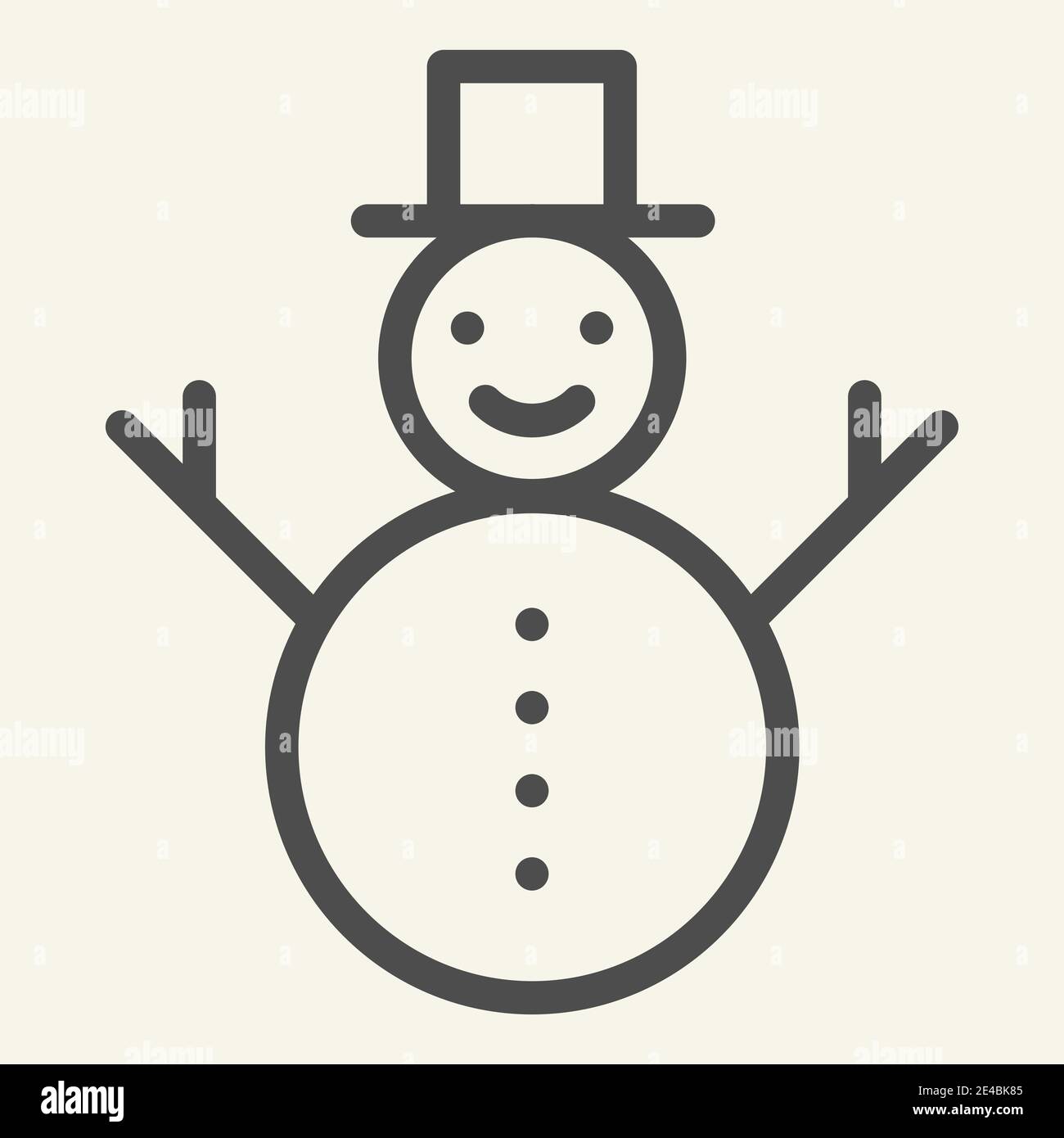 Icona linea Snowman. Innevamento felice inverno con cappello e scarpetta stile pittogramma su sfondo bianco. Figura per le vacanze di Capodanno sulla neve per dispositivi mobili Illustrazione Vettoriale