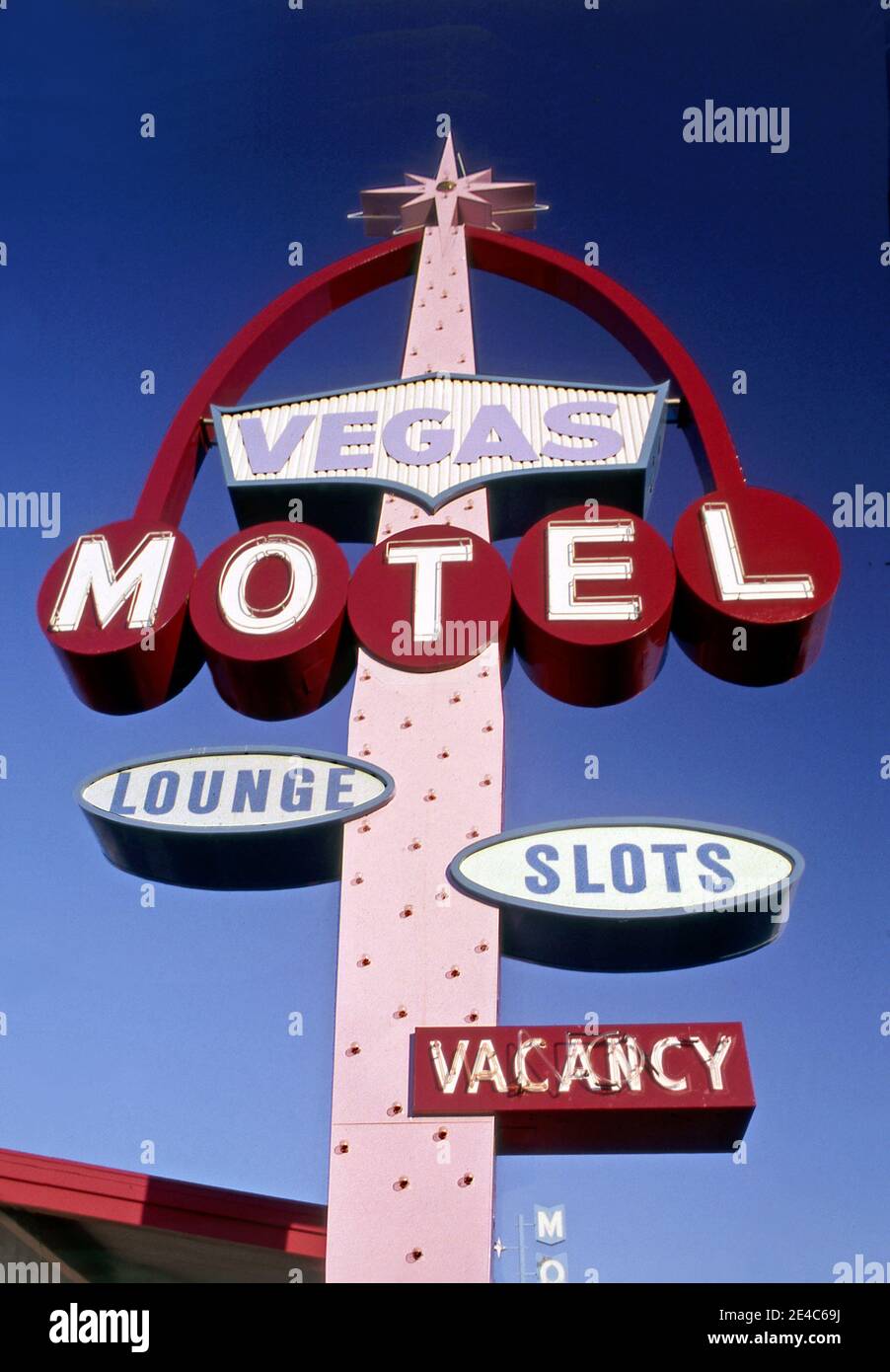 Vegas Motel segno su Fremont Street a Las Vegas, Nevada Foto Stock