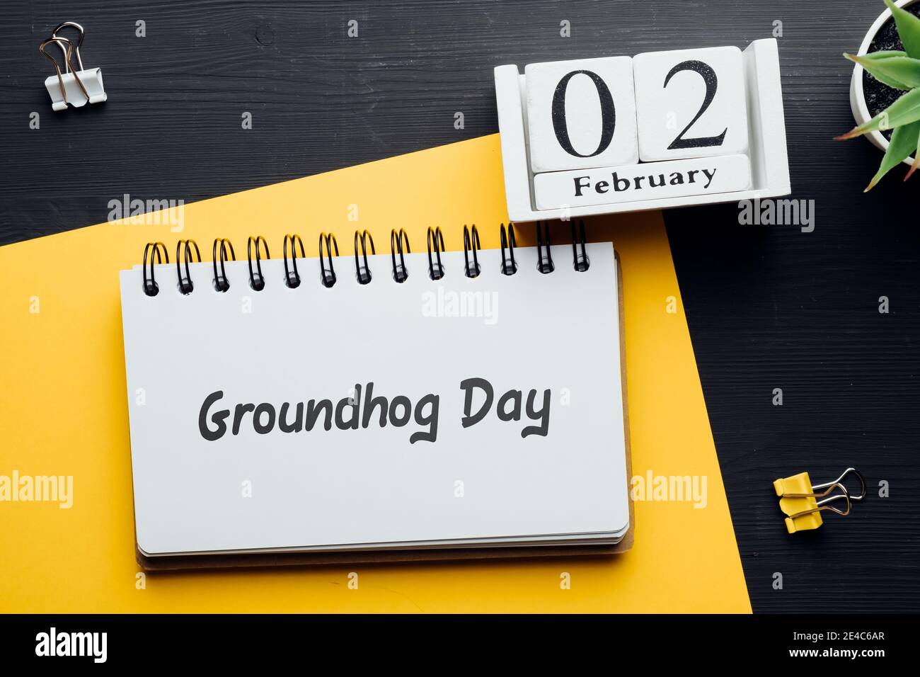 Groundhog giorno del calendario dei mesi invernali 2 febbraio. Foto Stock