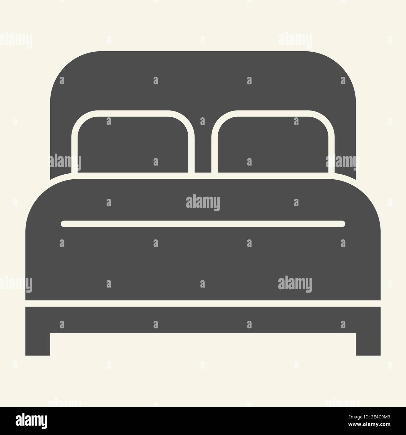 Icona a forma di letto matrimoniale. Simbolo della camera da letto dell'hotel, pittogramma in stile glifo su sfondo beige. I mobili per il sonno e il relax sono un segno per il concetto mobile e il web Illustrazione Vettoriale