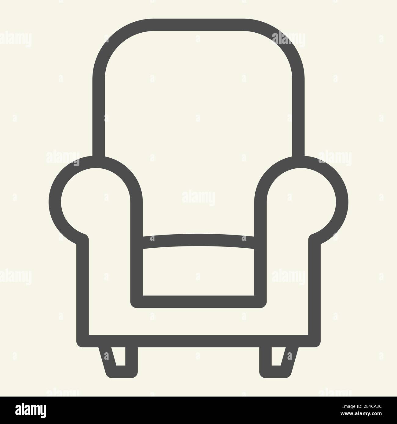 Icona linea sedia morbida. Comodo simbolo di poltrona classica, pittogramma in stile contorno su sfondo beige. Sedie mobili per il relax segno per mobili Illustrazione Vettoriale