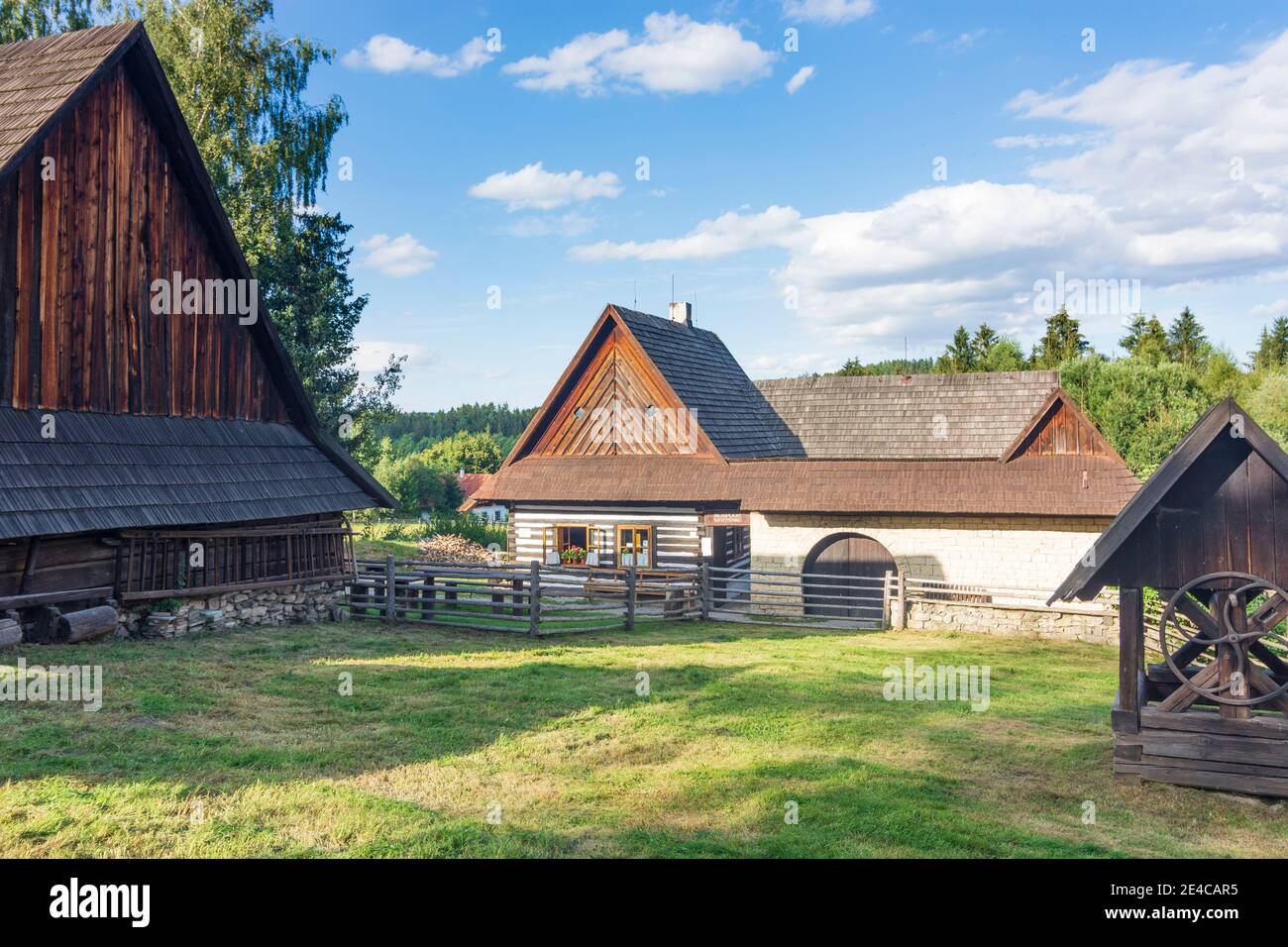 Hlinsko v Cechach, museo all'aperto di Vysocina, casa colonica degli altipiani Boemia-Moravi a Pardubicky, regione di Pardubice, regione di Pardubitzer, ceco Foto Stock