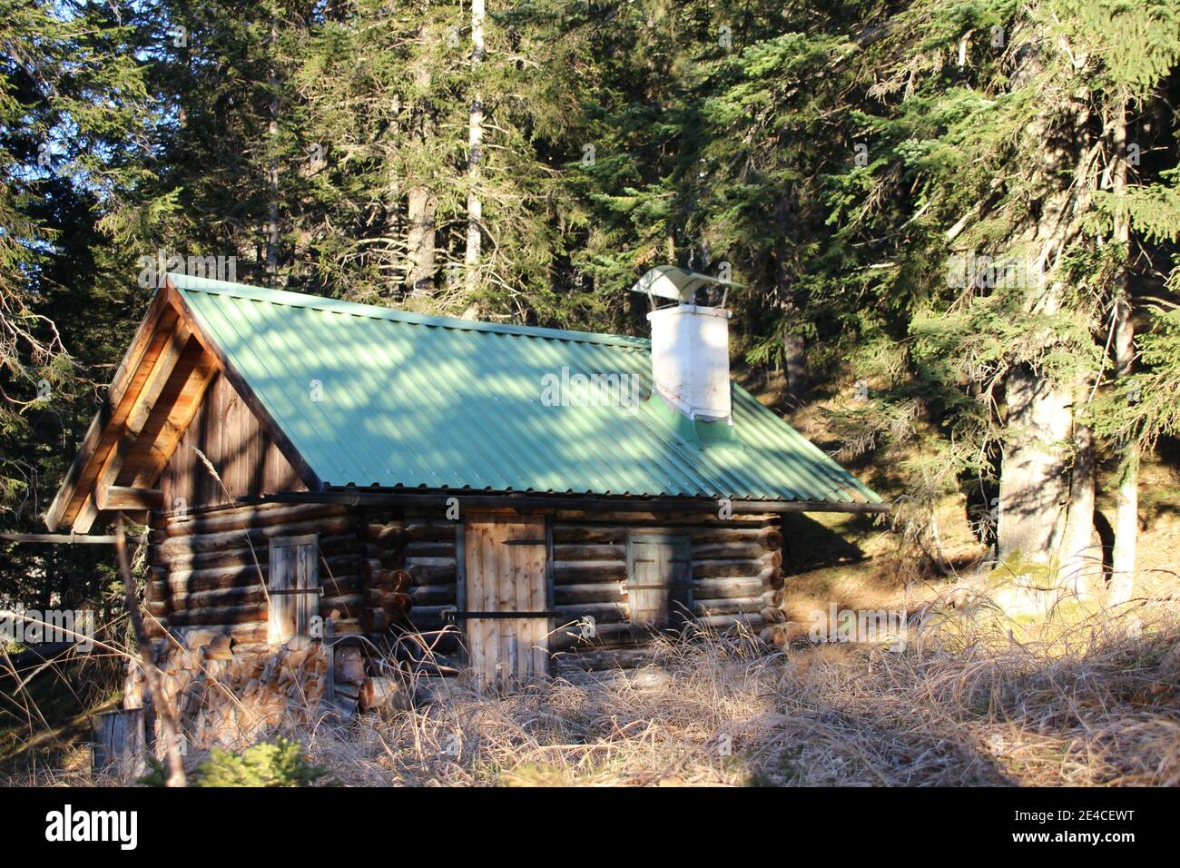 Blick in Isartal bei Krün aufgenommen Foto Stock