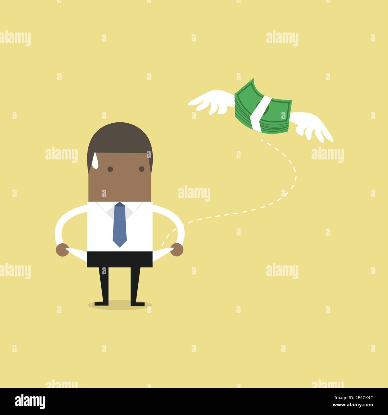 L'uomo d'affari africano non ha vettore di denaro. Illustrazione Vettoriale