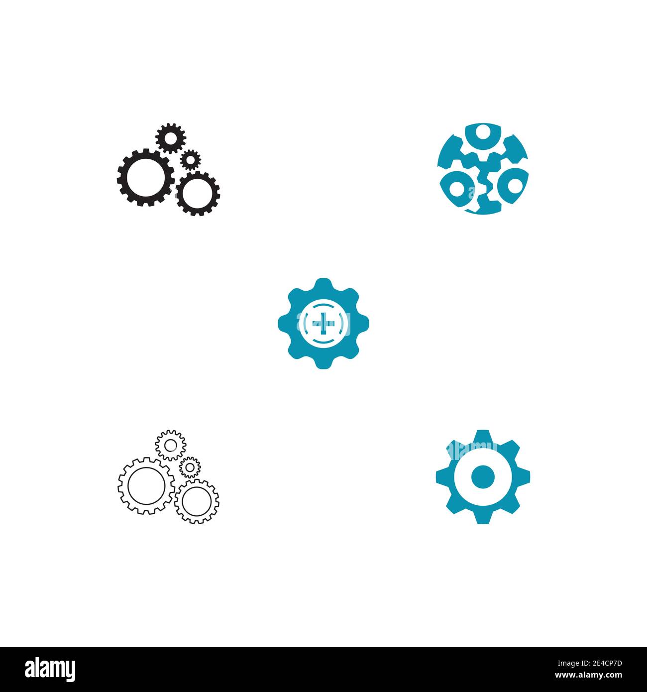 Disegno dell'icona vettoriale del modello di logo Set Gear Illustrazione Vettoriale