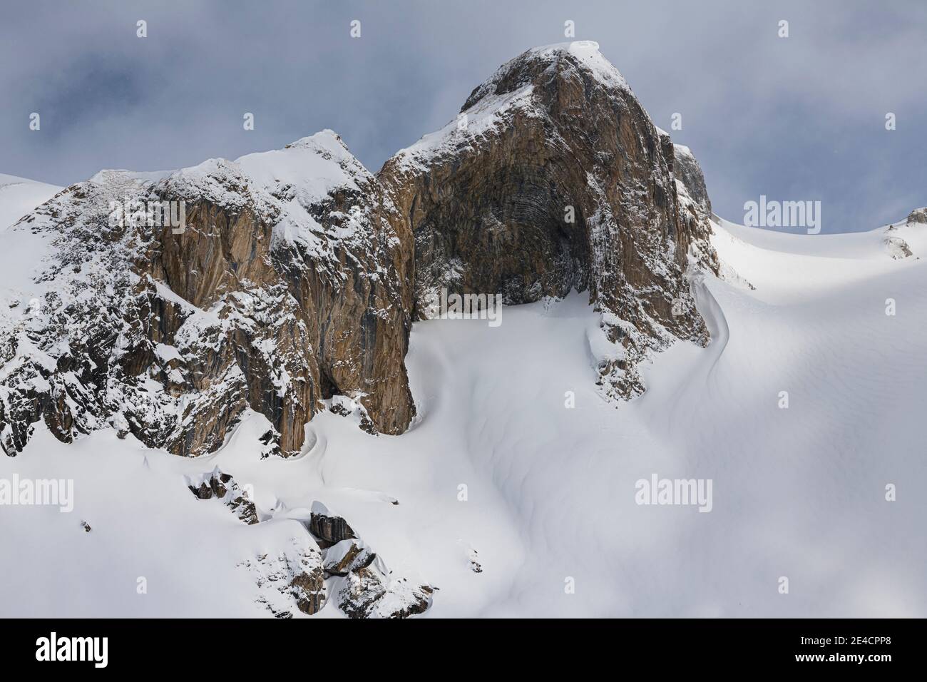 Svizzera, Graubünden, Samnaun, Austria, Tirolo, Ischgl, formazione rocciosa all'Alp Trida Foto Stock
