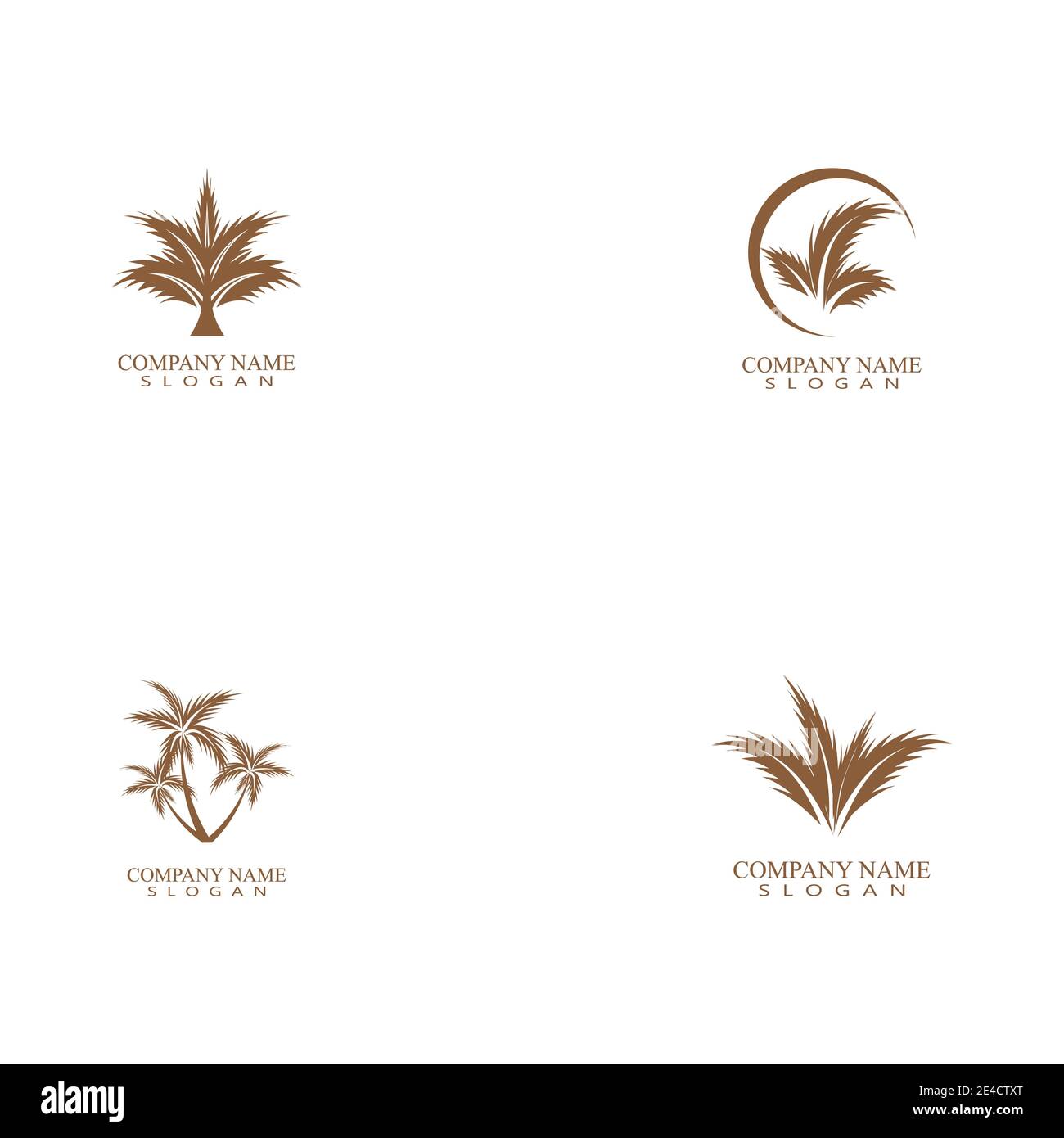 Impostare l'illustrazione vettoriale del modello del logo estate dell'albero dei palma Illustrazione Vettoriale