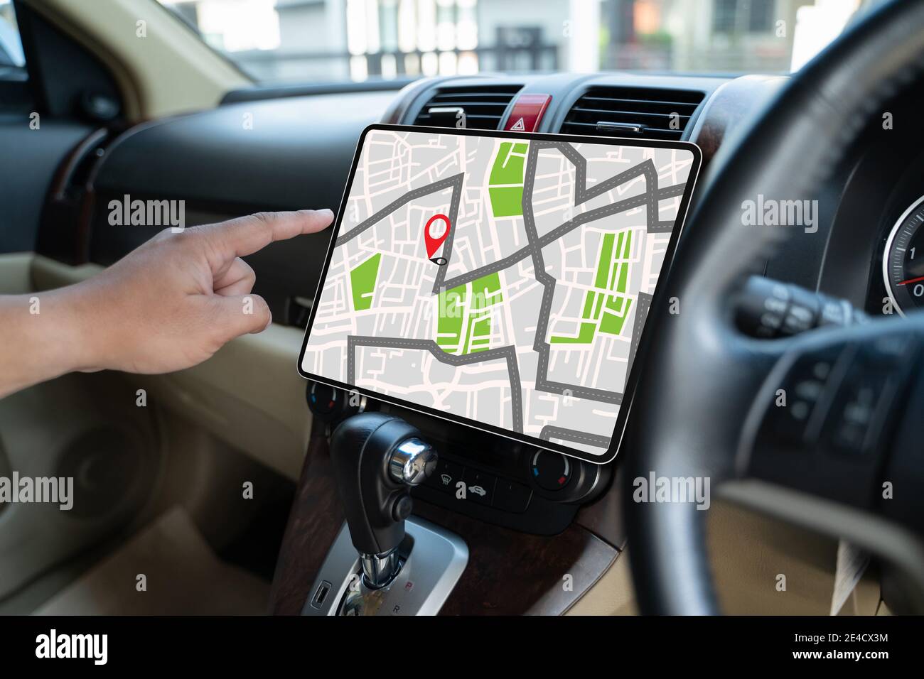 Mappa GPS alla destinazione di connessione di rete posizione mappa stradale con GPS di navigazione delle icone Foto Stock