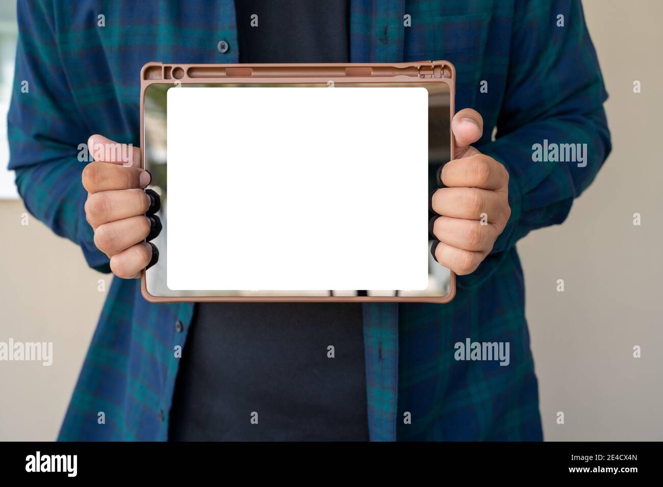 Tablet digitale con schermo vuoto tecnologia e tendenze della tecnologia del telefono Foto Stock