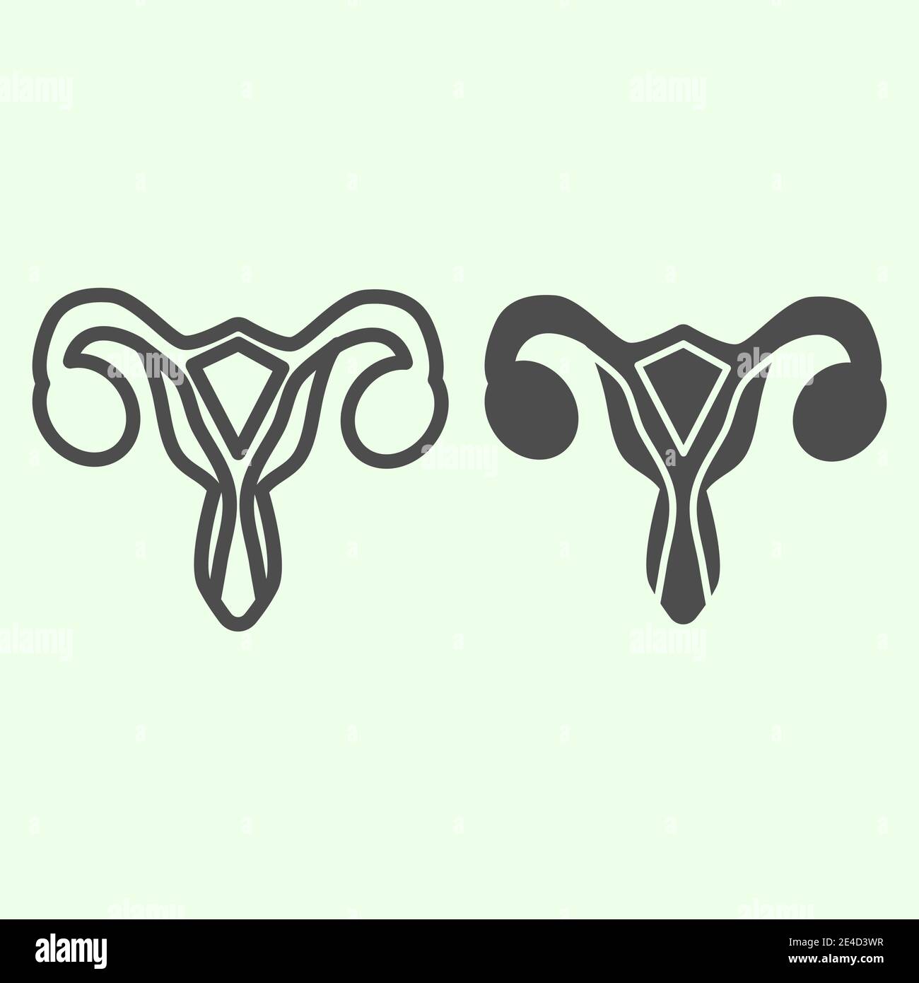 Linea d'organo riproduttivo femminile e icona continua. Donna utero contorno stile pittogramma su sfondo bianco. Ginecologia umana organi segni per mobili Illustrazione Vettoriale