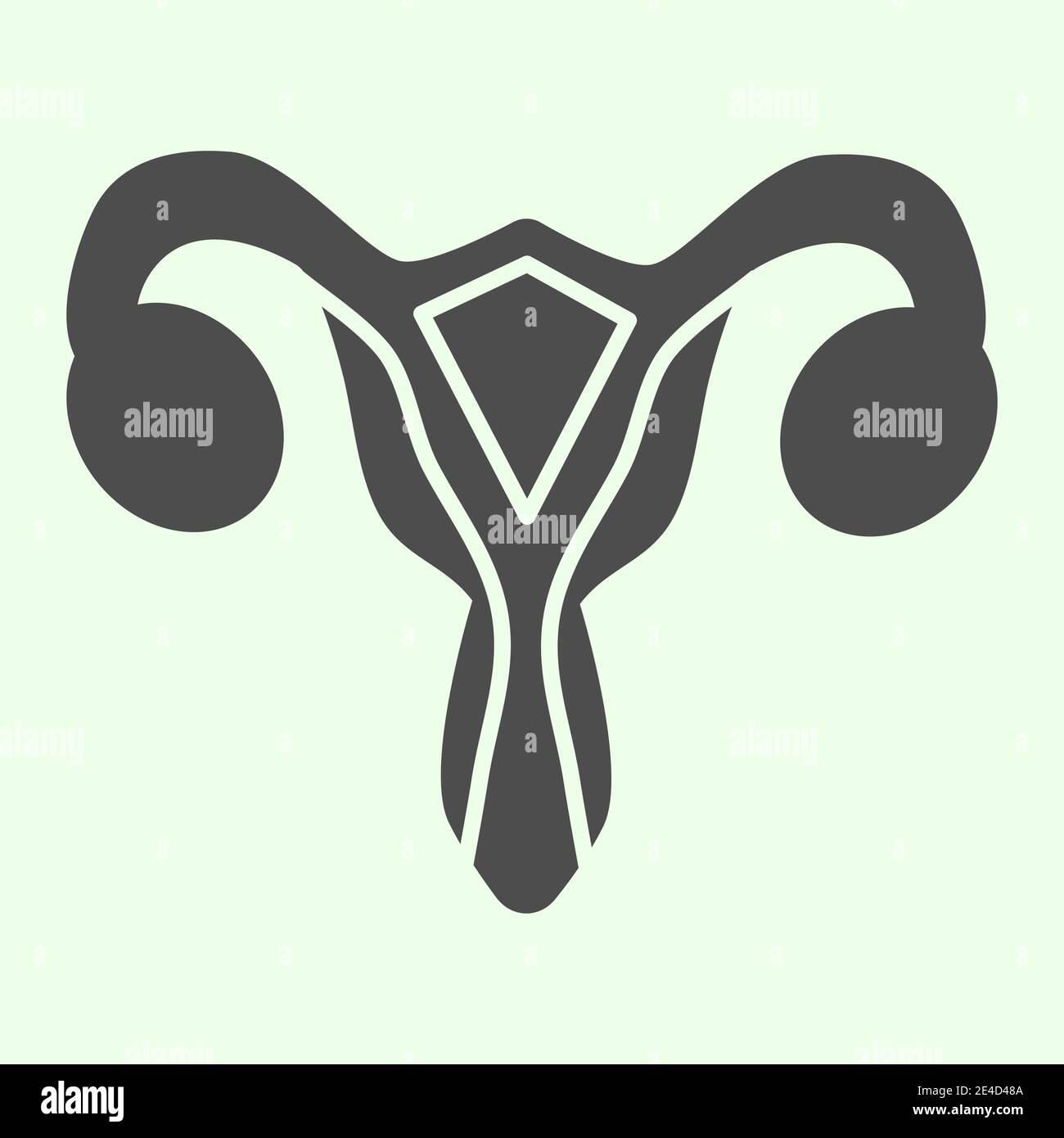 Icona solida dell'organo riproduttivo femminile. Pittogramma stile glifo utero donna su sfondo bianco. Gli organi di ginecologia umana segni per il concetto mobile e web Illustrazione Vettoriale